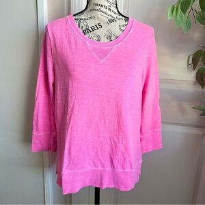 J.Crew Weathered Cotton 3/4 Sleeve Sweatshirt Pink Sz M